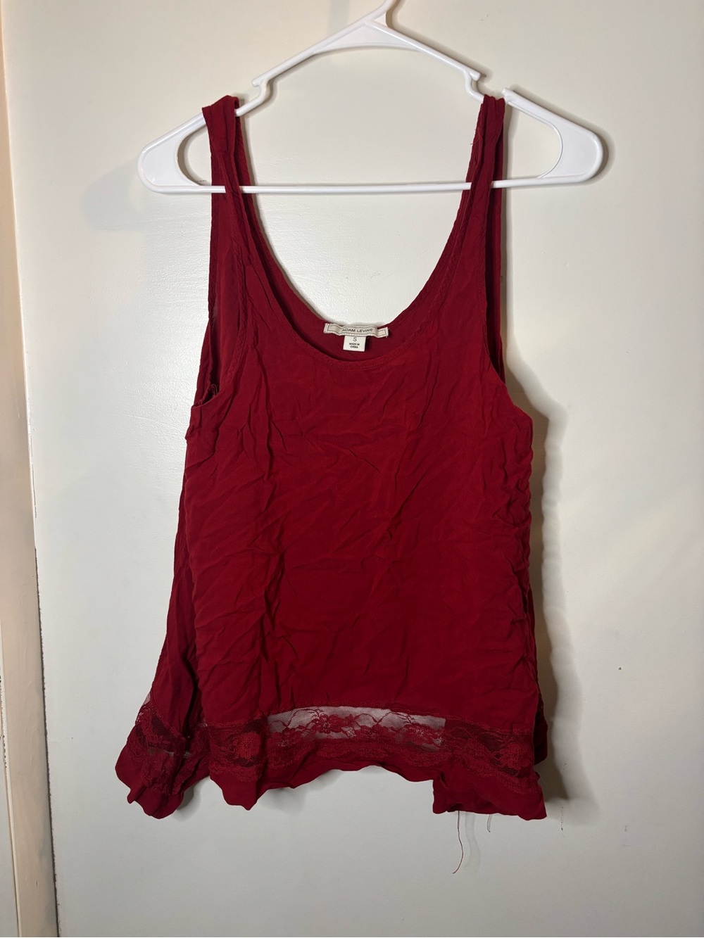 Adam Levine Collection Red Lace Trim Tank Top
